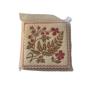 Vintage Brownies Blockprints Drip Proof Coasters Wax Back Flower Fern Estate NEW